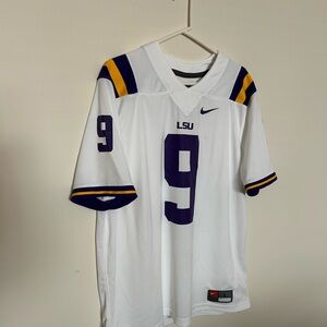Joe Burreaux Nike White and Purple LSU Jersey